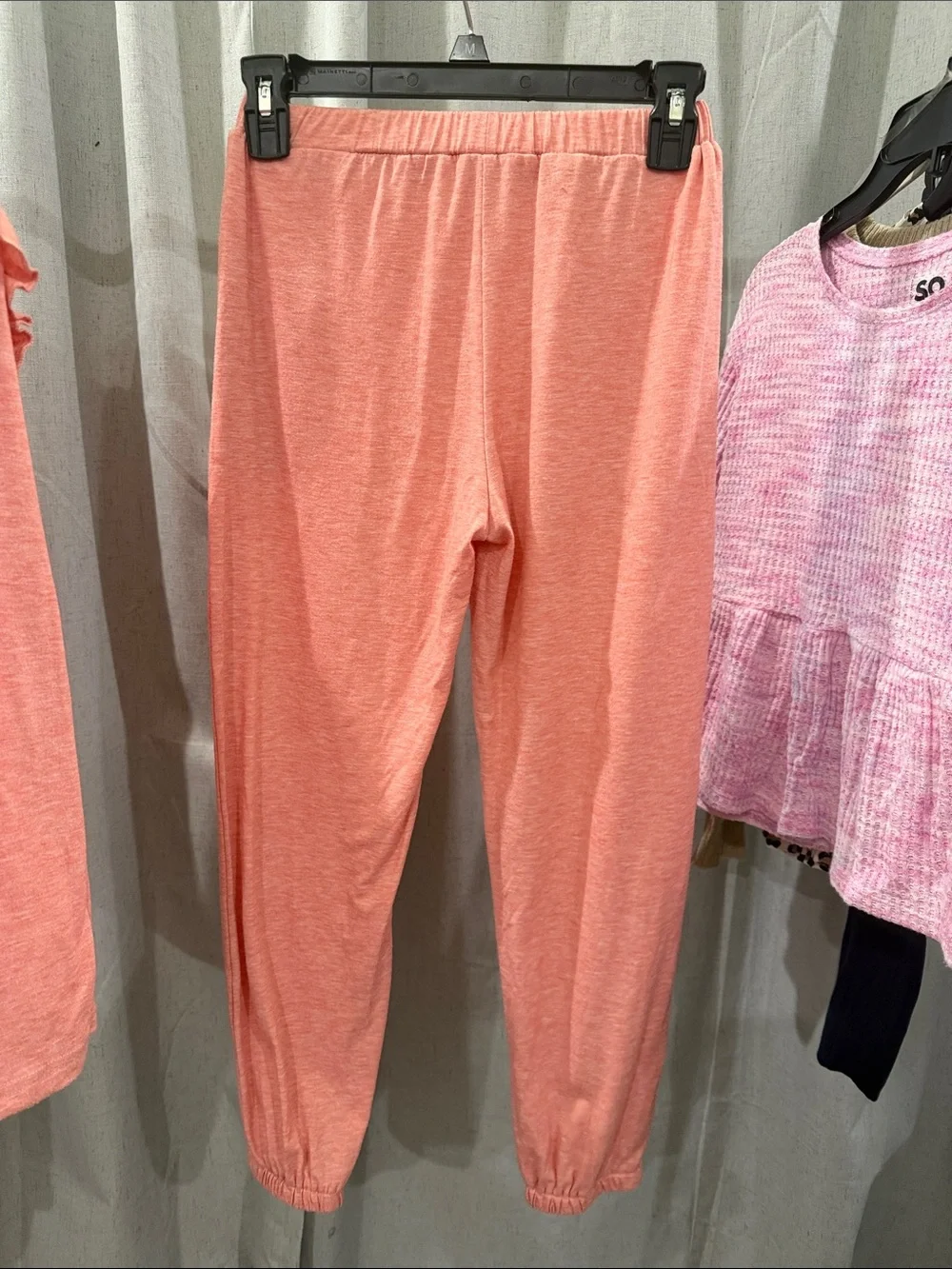 Coral Pink Ruffle Shoulder Lounge Set